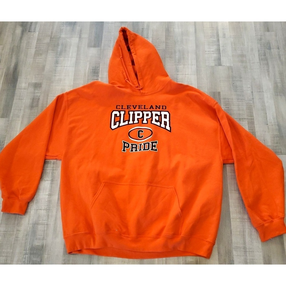 Cleveland Clipper Pride Pullover Hoodie Mens Large Orange Sweatshirt 2XL Gilden